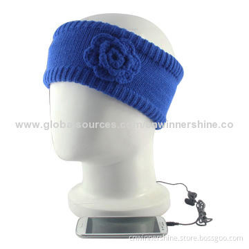 Wired Knitted Audio Headband Headphones with 3.5mm Jack Beautiful Flower